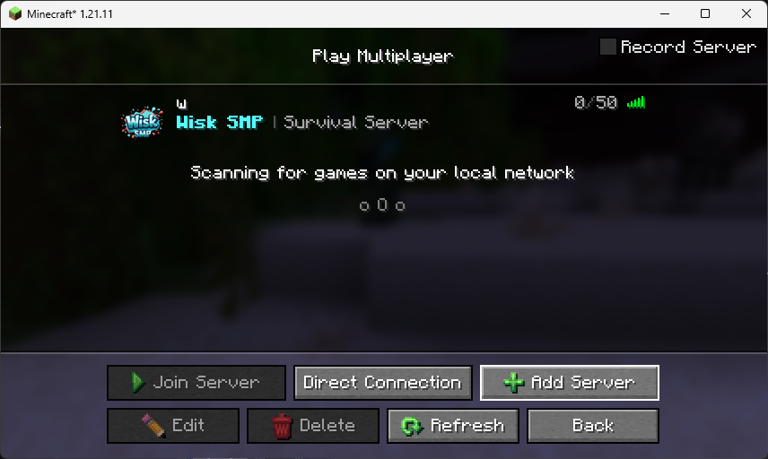 Minecraft multiplayer screen add server button